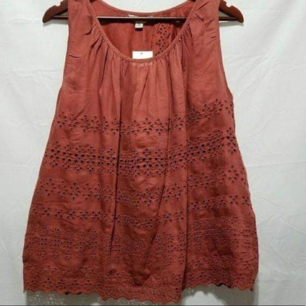 iso!! lucky brand orange embroidered eyelet tank